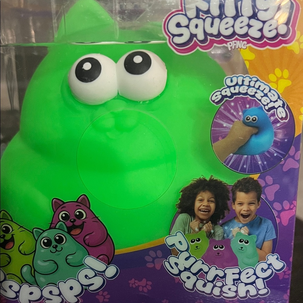 Kitty Squeeze Green Squishy Toy NWT Fidget Jumbo Cat